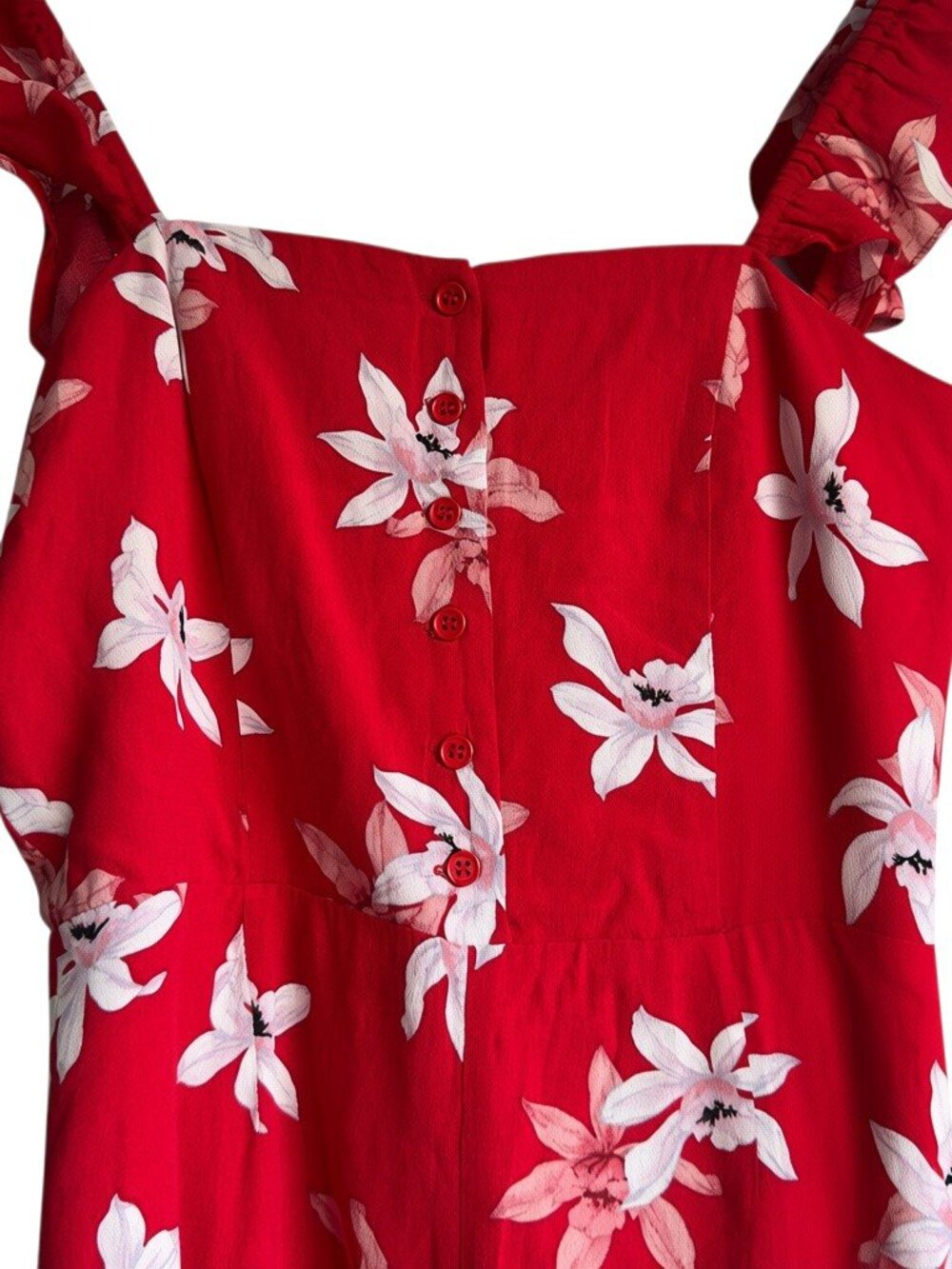 BB Dakota Floral Button Front Romper Berry Red NWT Size 2 - Picture 3 of 9